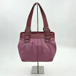 2010 Coach purple-pink leather shoulder bag, silver hardware